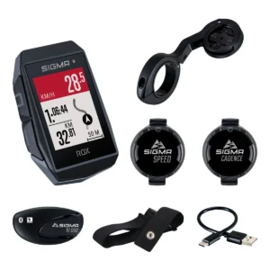 GPS Fietscomputer Sigma ROX 11.1 EVO GPS HR + CAD set met korte Butler stuurhouder - zwart
