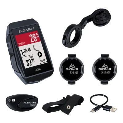 GPS Fietscomputer Sigma ROX 11.1 EVO GPS HR + CAD set met korte Butler stuurhouder - zwart