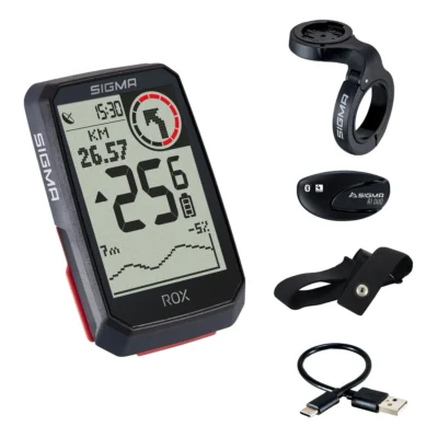 GPS Fietscomputer Sigma ROX 4.0 GPS HR set met overclamp Butler stuurhouder - zwart