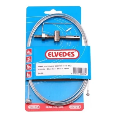 Achterrem binnenkabel scooter Elvedes 2500mm verzinkt Ø1,8 V-nippel en T-nippel (op kaart)