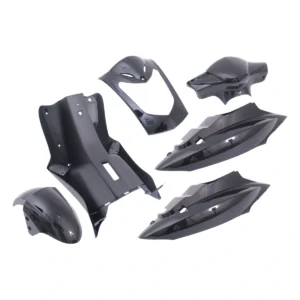 Plaatset Kymco agility 10- en 12 inch met 2 persoons buddyseat aan 1 stuk 7 delig zwart metallic