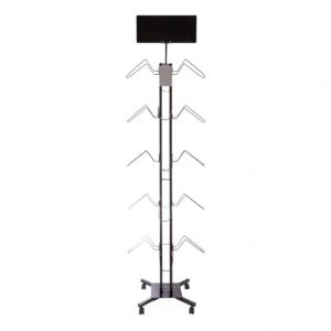 Verrijdbaar helmhaak display voor 20 fietshelmen