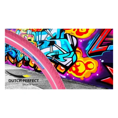 Buitenband Dutch Perfect 28 x 1 ½" / 40-635 no puncture - roze met reflectie