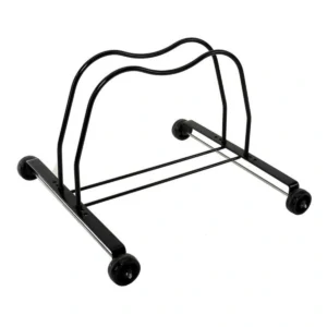 Winkelstandaard staal met wieltjes - zwart