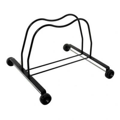 Winkelstandaard staal met wieltjes - zwart