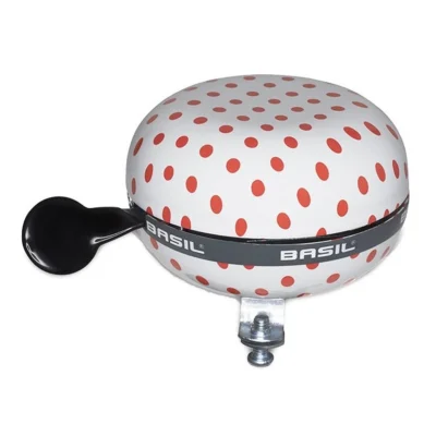 Fietsbel Ding-Dong Basil Polkadot ø80mm - wit/rood
