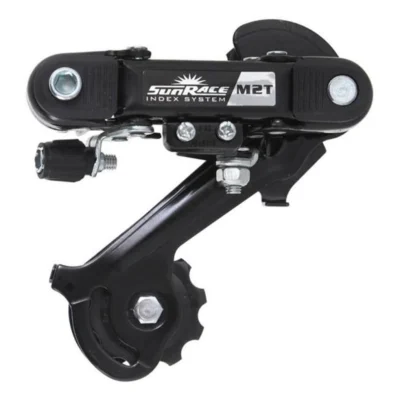 Achterderailleur 6/7-speed Sunrace RDM2Tmet lange kooi - directe montage (oog) - zwart