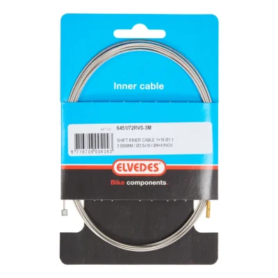 Schakel binnenkabel Elvedes 3000mm 1 x 19 draads RVS ø1,1mm met ø2,5 ×10 en ø4 × 4mm N-nippel