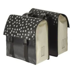 Dubbele fietstas Basil Urban Load 48-53 liter 41 x 18 x 46 cm - zwart met reflecterende stippen