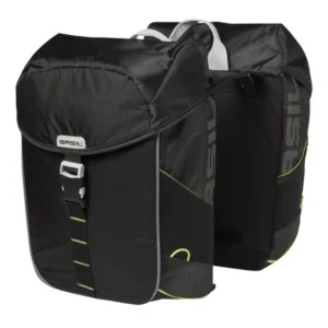 Dubbele fietstas Basil Miles Double Bag 34 liter 34 x 19 x 43 cm - zwart/lime