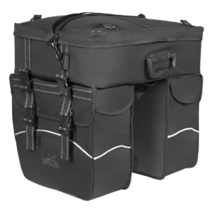 Dubbele fietstas Greenlands Touring 600D polyester 25 liter 35 x 47 x 15 cm - zwart met reflectie