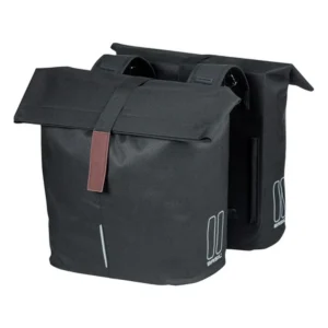 Dubbele fietstas Basil City 28 tot 32 liter 30 x 18 x 49 cm - zwart