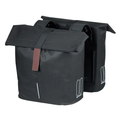 Dubbele fietstas Basil City 28 tot 32 liter 30 x 18 x 49 cm - zwart