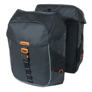 Dubbele fietstas Basil Miles Tarpaulin 34 liter 34 x 16 x 43 cm - zwart/oranje