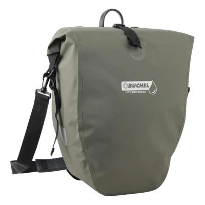 Enkele fietstas Büchel 100% waterdicht 25,4 liter - olijfgroen