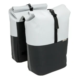 Dubbele fietstas New Looxs Nyborg 34 liter - 30 x 17 x 37cm (x2) - lichtgrijs/zwart