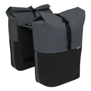 Dubbele fietstas New Looxs Nyborg 34 liter - 30 x 17 x 37cm (x2) - donkergrijs/zwart