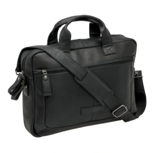 Laptoptas New Looxs Luko 7.5 liter - 42 x 6 x 30 cm - gemaakt van luxe leder - zwart