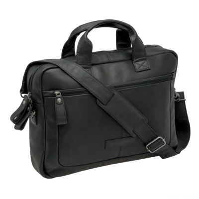 Laptoptas New Looxs Luko 7.5 liter - 42 x 6 x 30 cm - gemaakt van luxe leder - zwart
