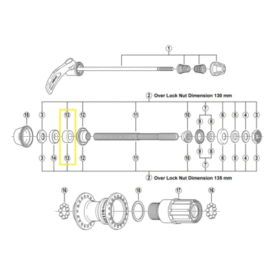 Afstandsbus links Shimano 8 mm