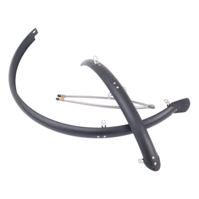 Spatbordset 28" 45 mm kunststof compleet met stangenset - mat zwart