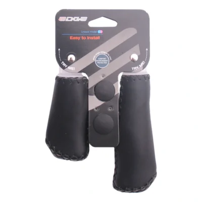 Handvatset Edge Leer - zwart - 135/92mm (winkelverpakking)