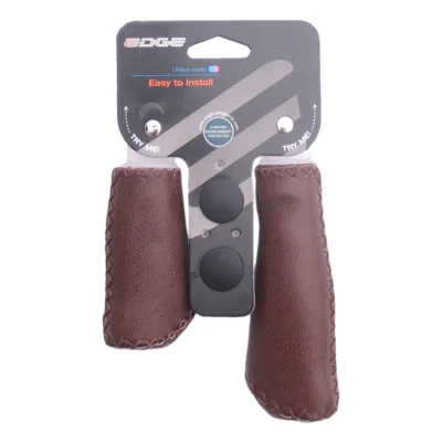 Handvatset Edge Leer - mat donkerbruin - 135/92mm (winkelverpakking)