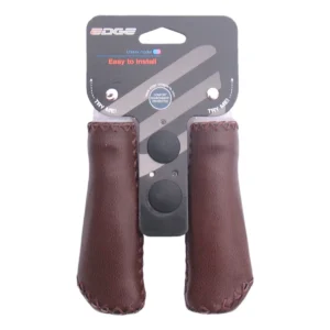 Handvatset Edge Leer - mat Donkerbruin - 2*135 mm (op kaart verpakt)