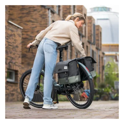 Gerecyclede dubbele fietstas Urban Proof 40 liter - groen/grijs