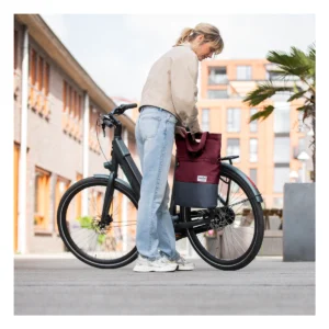Gerecyclede shopper fietstas Urban Proof 20 liter - bordeaux rood/grijs