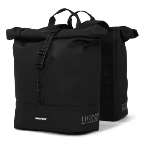 Gerecyclede dubbele fietstas Urban Proof Rolltop 38 liter 30 x 15 x 42 cm - zwart