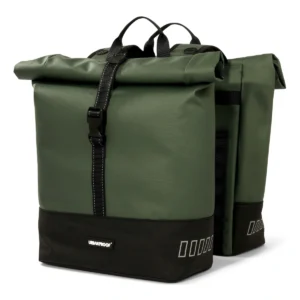 Gerecyclede dubbele fietstas Urban Proof Rolltop 38 liter 30 x 15 x 42 cm - groen