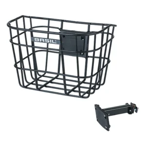 Fietsmand Basil Bremen Alu FM met stuurpenhouder 28 x 37 x 26 cm - zwart