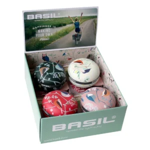 Display met 4 Basil Big Bell Wanderlust fietsbellen