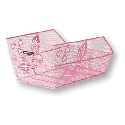 Fietsmand Basil Cento S FM Flower met vaste montage 36 x 26 x 18 cm - roze