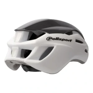 Fietshelm Polisport Aero-R Large 58-61 cm - mat wit /zwart glanzend / fluor geel