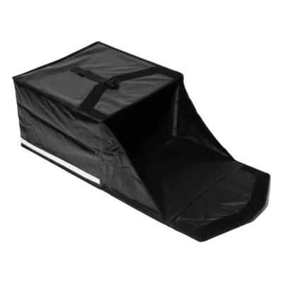 Bezorgkoffer - pizzakoffer achterlader - zwart - geopend zijkant Bezorgkoffer pizzakoffer achterlader Zwart Geopend zijkant