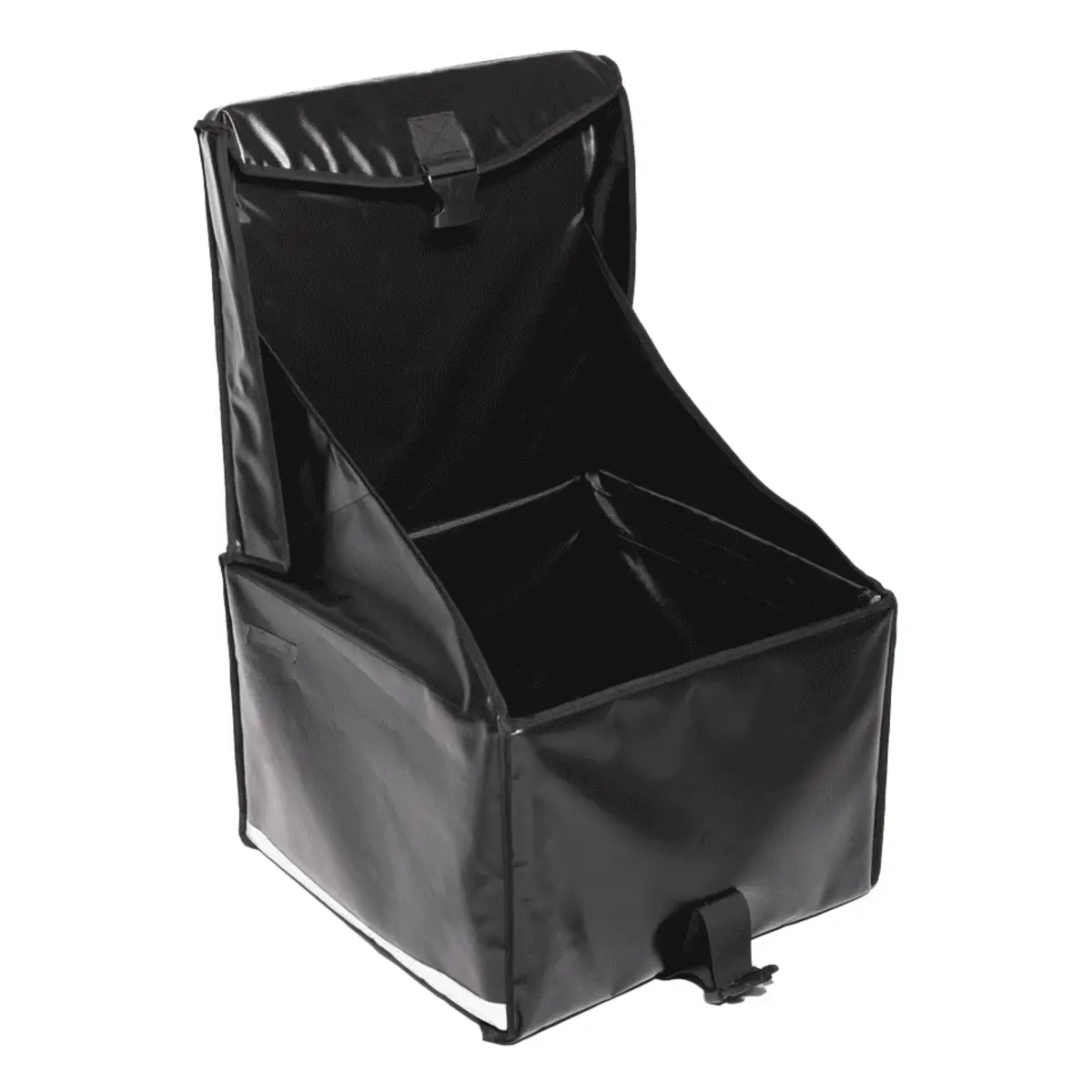 Bezorgkoffer pizzakoffer bovenlader Zwart Geopend Zijkant