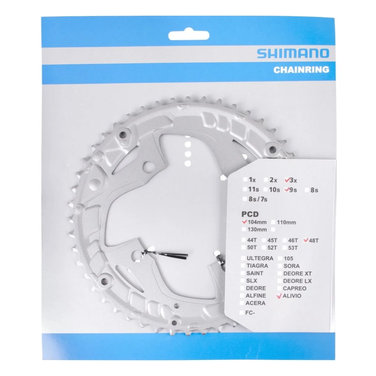 Kettingblad-48t-shimano-alivio-fc-t4060-48-38-28t-zilver. Webp Kettingblad 48T Shimano Alivio FC T4060 48 38 28T Zilver