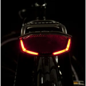 achterlicht spanninga lineo batterijen gemonteerd op fiets in werking