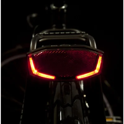 achterlicht spanninga lineo batterijen gemonteerd op fiets in werking