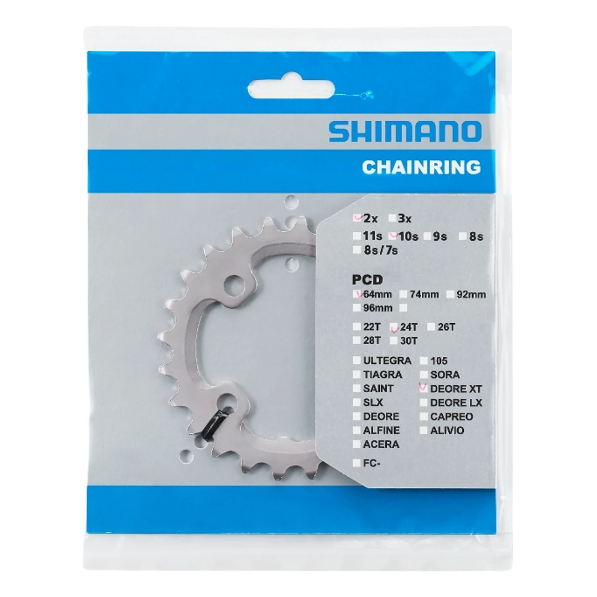 kettingblad 24t shimano deore xt fc m785 24t am zilver in verpakking