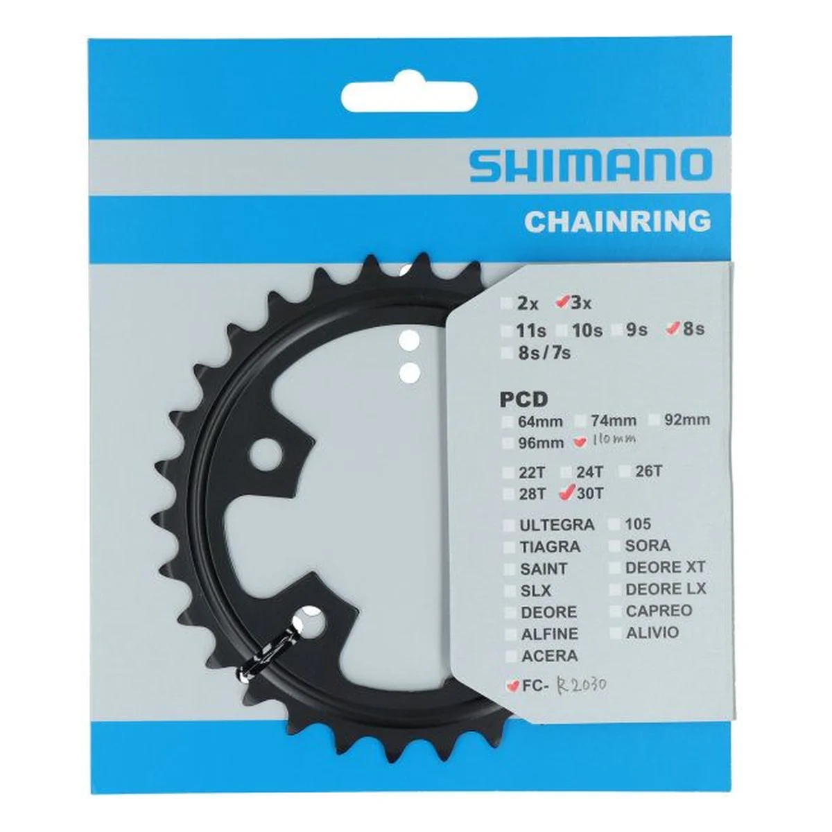 Kettingblad_30t_shimano_claris_fc_r2030_7_8_speed. Webp kettingblad 30t shimano claris fc r2030 7 8 speed