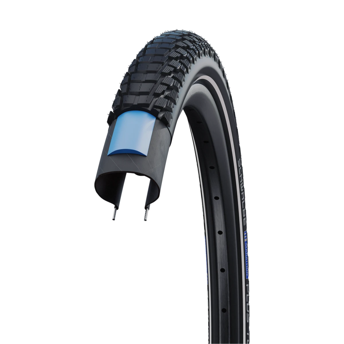 Schwalbe-marathon-plus-tour-zwart-met-reflectie-1-1. Webp schwalbe marathon plus tour zwart met reflectie 1 1