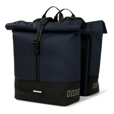 Gerecyclede Dubbele fietstas Urban Proof Rolltop 38 liter 30 x 15 x 42 cm - blauw