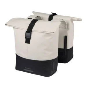 Dubbele fietstas Basil Cove 28-32L 14 x 29 x 36 cm - wit/zwart