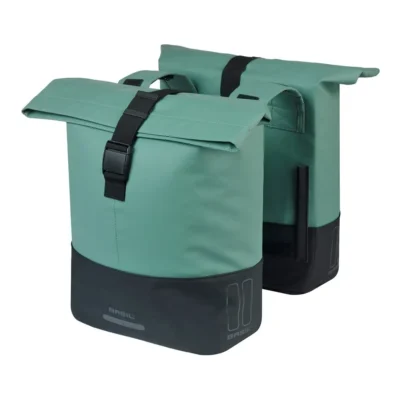 Dubbele fietstas Basil Cove 28-32L 14 x 29 x 36 cm - groen/zwart