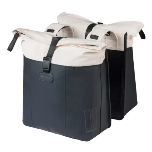 Dubbele fietstas Basil Vive 28-35L 14 x 30 x 38 cm - wit/zwart