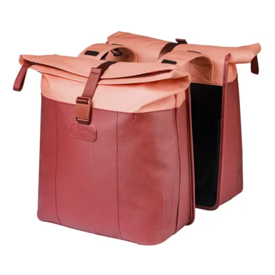 Dubbele fietstas Basil Vive 28-35L 14 x 30 x 38 cm - bordeaux/roze
