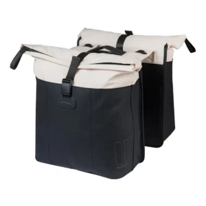 Dubbele fietstas Basil Vive MIK 28-35L 14 x 30 x 38 cm - wit/zwart